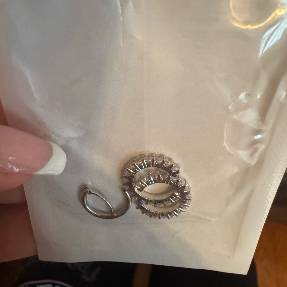 Silver Hoop Earrings with Clear Stones